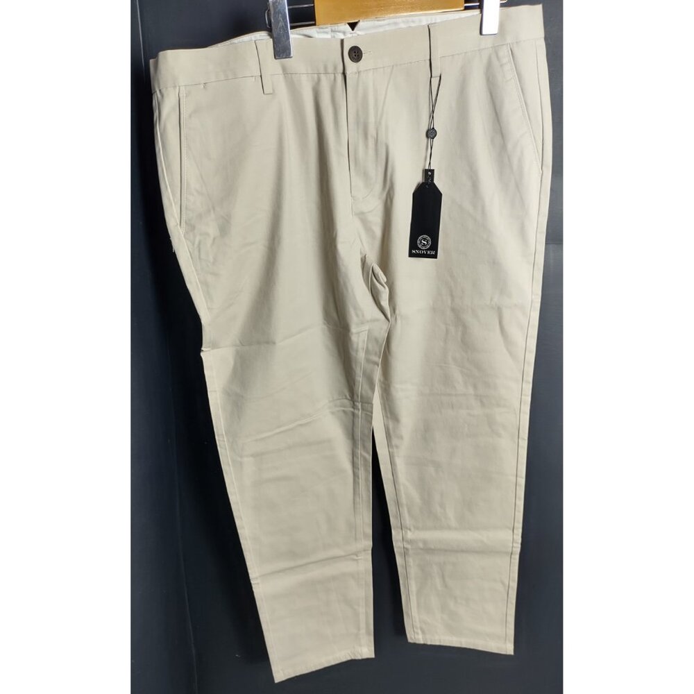 Snover Men’s Beige Chino Pants Straight Leg Cotton Casual Dress NWT